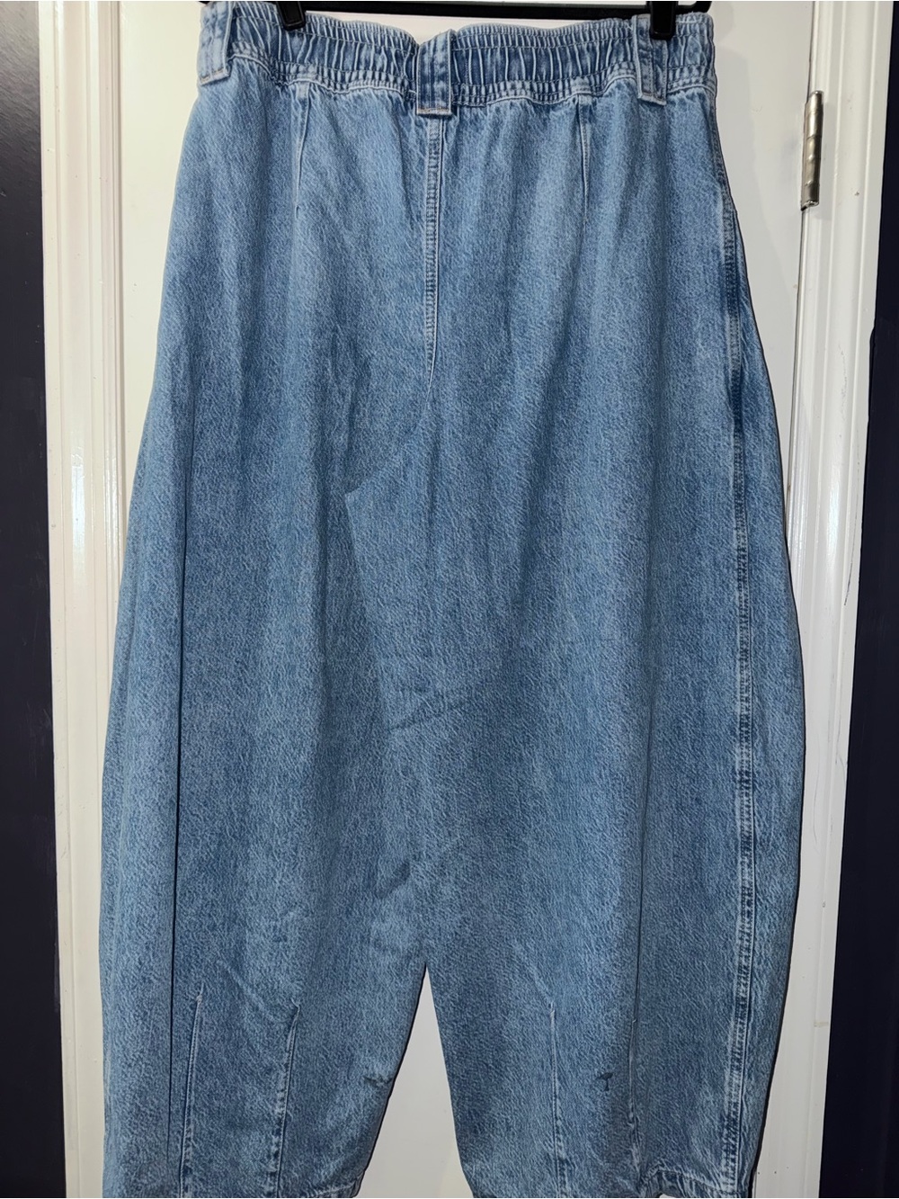 We The Free Light Blue Drawstring High-Waist Jeans Barrel Jeans Size XL - Picture 3 of 4